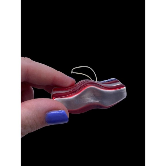 American Flag Christmas Ornament Lao Mai Mercury Glass 2.5" x 2" - Picture 3 of 6